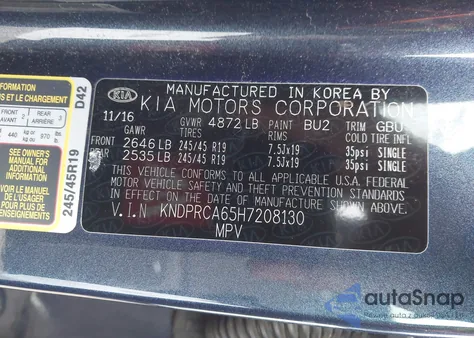 2017 Kia Sportage Sx Turbo from USA, damaged, VIN KNDPRCA65H7208130